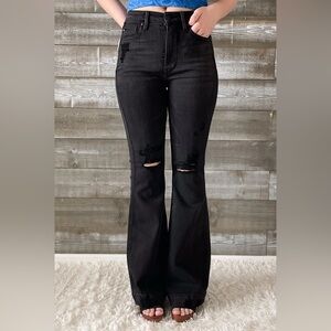 Judy Blue Black Distressed Flare Jeans Size 11